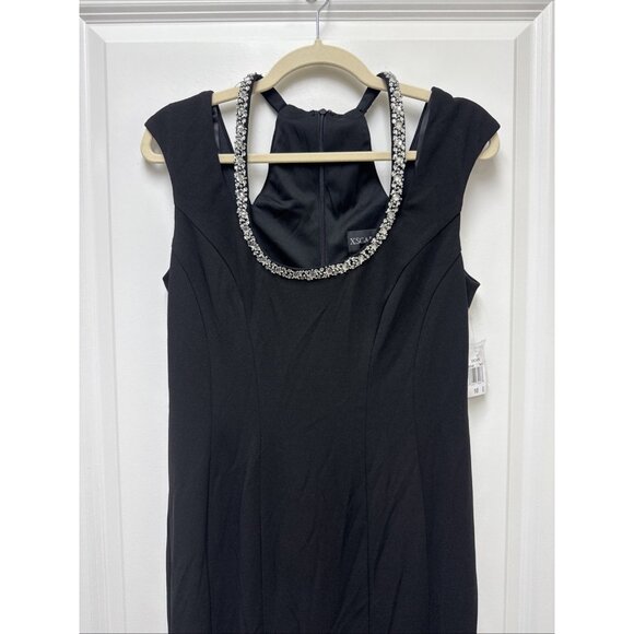 New Xscape Size 10 Black Rhinestone Embellished Cocktail Formal Gown Dress Maxi - Picture 6 of 13